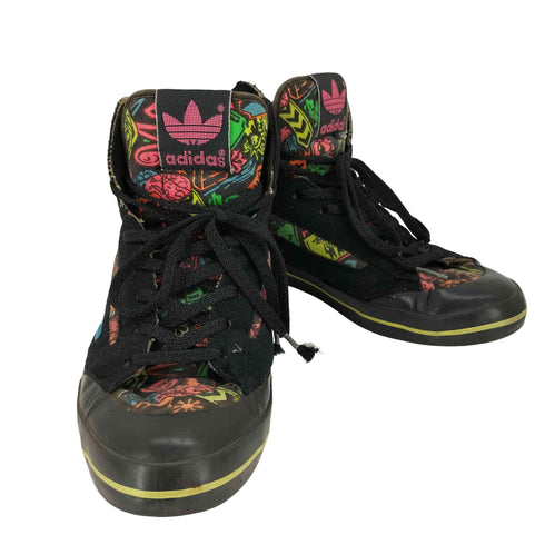 アディダス adidas 80S CASSIS カシス 総柄 キャンバス ハイカット スニーカー レディース US:6.5